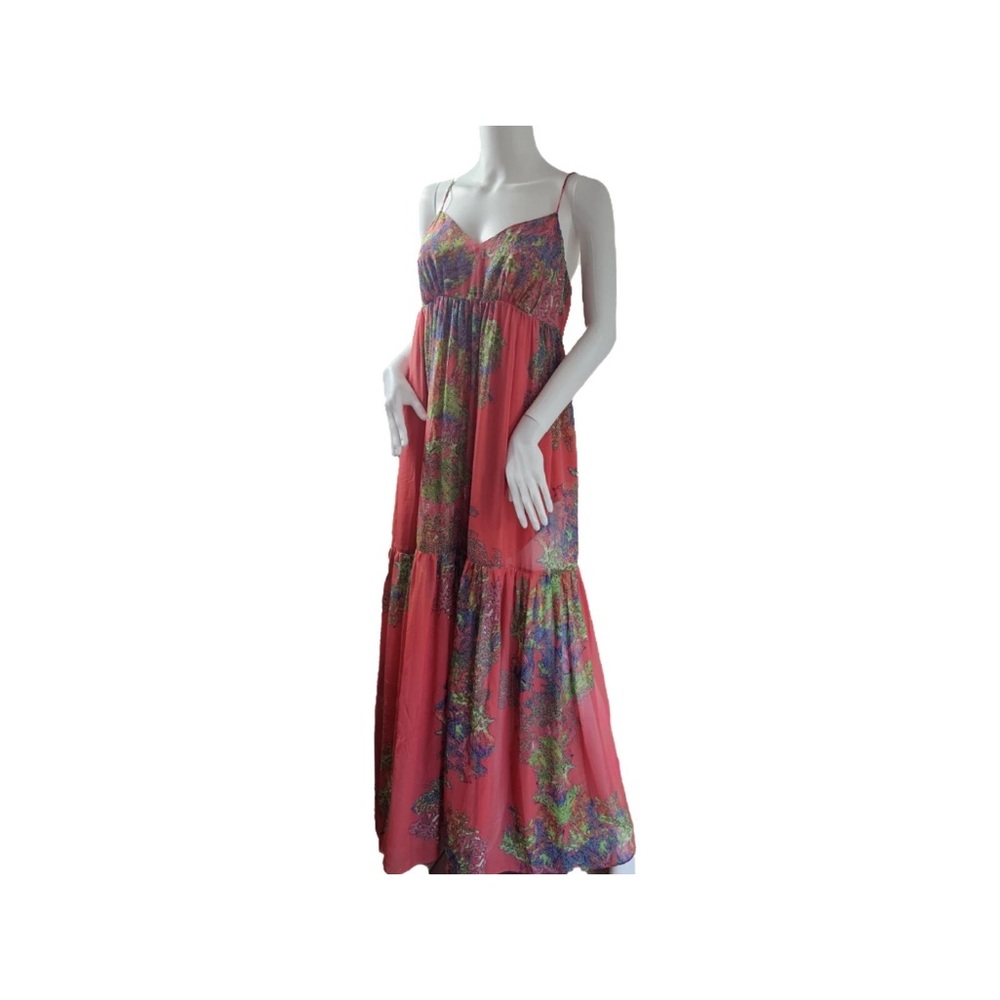 Halston Heritage Coral Floral Maxi Dress